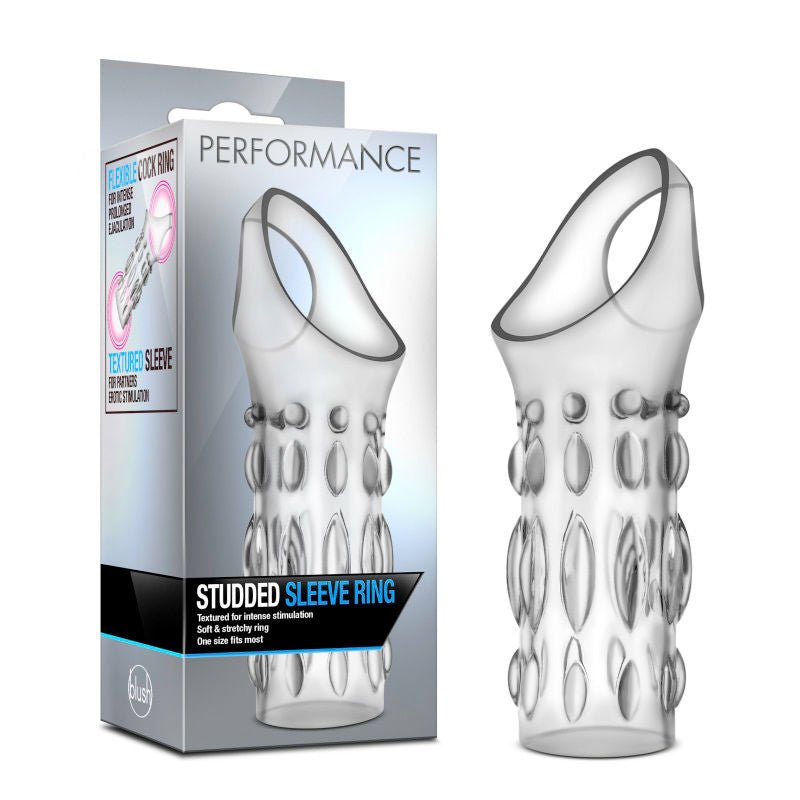 Performance - studded sleeve cock ring - Product front view and box front view | Flirtybay.com.au